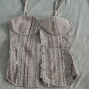 Guess Super Cute Gingham Button Tank Stretch